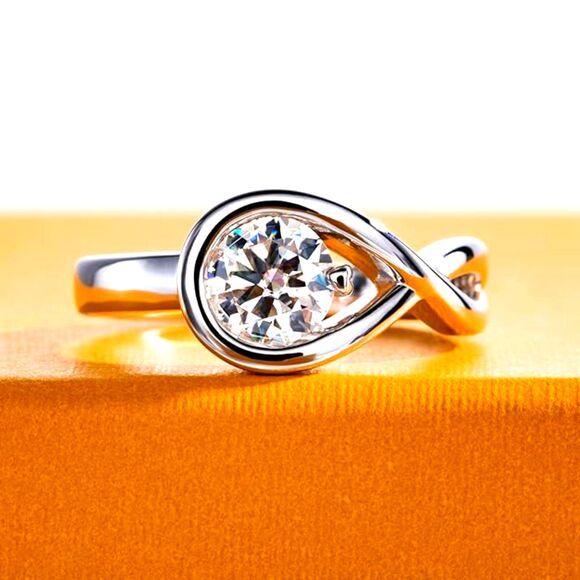 Aimilee Moissanite 925 Sterling Silver Infinity Ring Women Size 6.5 Gift Box - Picture 10 of 10